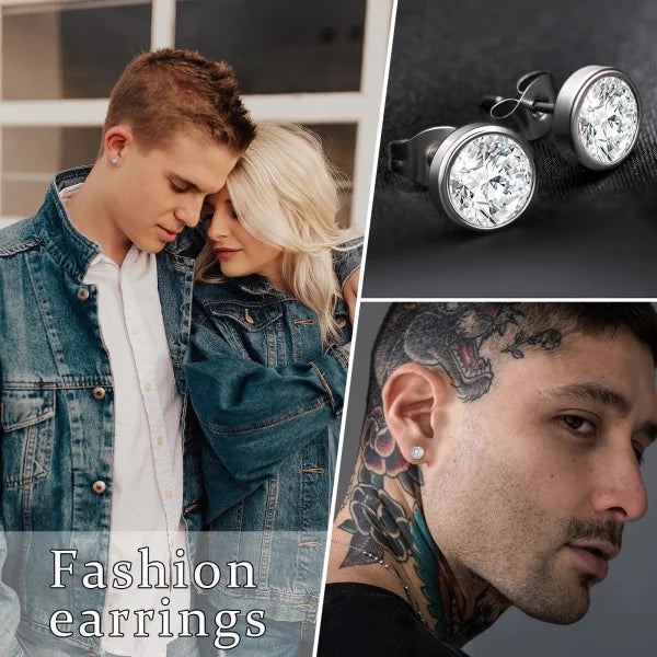 Vnox Unisex CZ Stud Earrings – Simple Bling Jewelry That Won’t Fade - Himpall