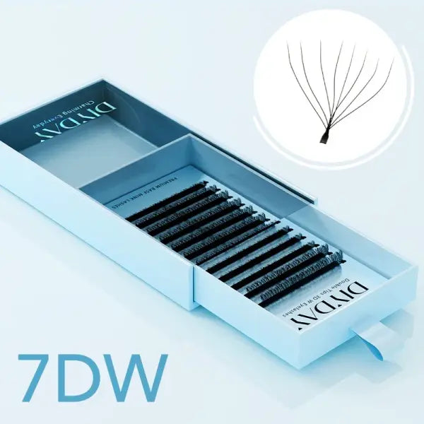W Shape Eyelashes Extensions Soft Premade Fan Shaped Bloom Natural Style - 7D W LASH EXTENSION / D / 0.07mm|9-15Mix