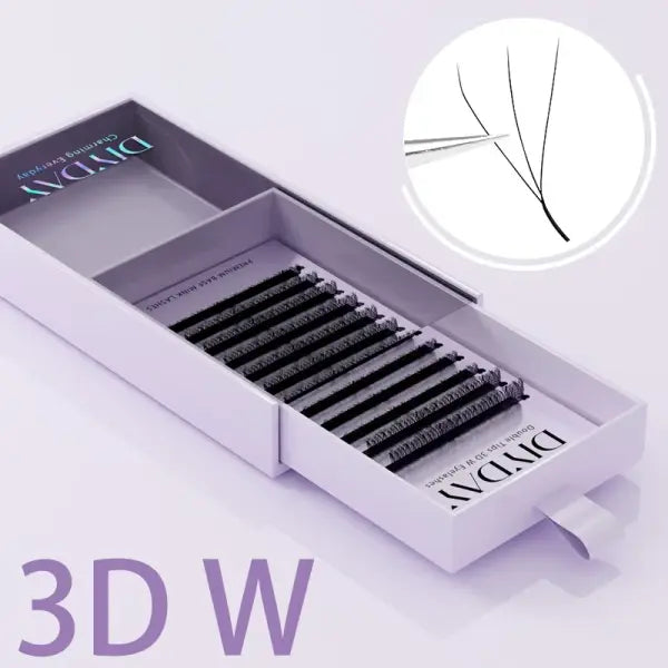 W Shape Eyelashes Extensions Soft Premade Fan Shaped Bloom Natural Style - 3D W LASH EXTENSION / C / 0.07mm|11mm