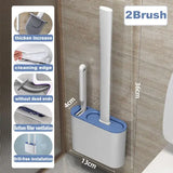 Wall Hanging Toilet Brush with Holder Long Handled Silicone Toilet Brush Soft Bristles WC Cleaning Brush Bathroom
