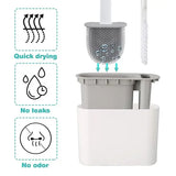 Wall Hanging Toilet Brush with Holder Long Handled Silicone Toilet Brush Soft Bristles WC Cleaning Brush Bathroom