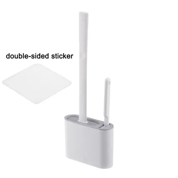 Wall-Hanging Silicone Toilet Brush: Long-Handled Soft Bristle WC Cleaner with Quick-Dry Holder - style1 grey