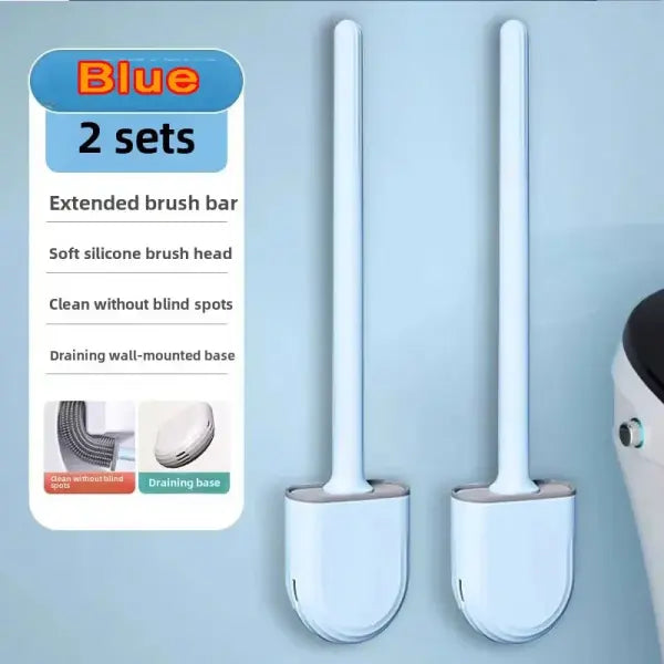 Wall-Mounted Silicone Toilet Brush Set-Easy-Install Long-Handle,No Dead Corners,Efficient Cleaning,Portable Design