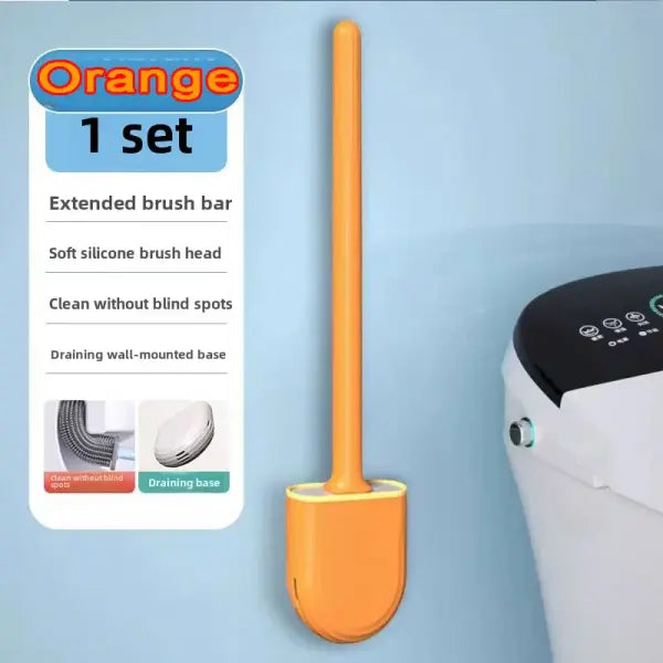 Wall-Mounted Silicone Toilet Brush Set-Easy-Install Long-Handle,No Dead Corners,Efficient Cleaning,Portable Design