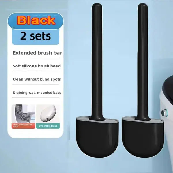 Wall-Mounted Silicone Toilet Brush Set-Easy-Install Long-Handle,No Dead Corners,Efficient Cleaning,Portable Design