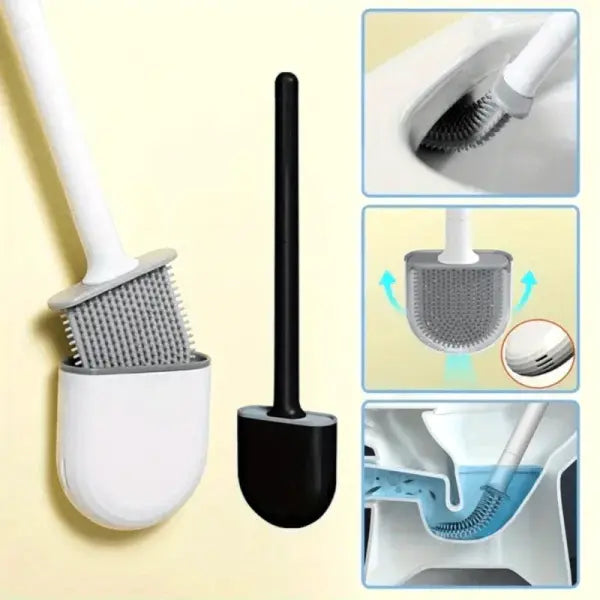 Wall-Mounted Silicone Toilet Brush Set-Easy-Install Long-Handle,No Dead Corners,Efficient Cleaning,Portable Design