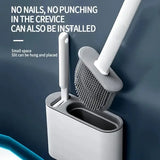 Wall-Mounted Silicone Toilet Brush Set-Easy-Install Long-Handle,No Dead Corners,Efficient Cleaning,Portable Design