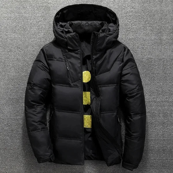 Warm Men's Jacket Casual Puffer Coat with Stand Collar and Hood - Himpall