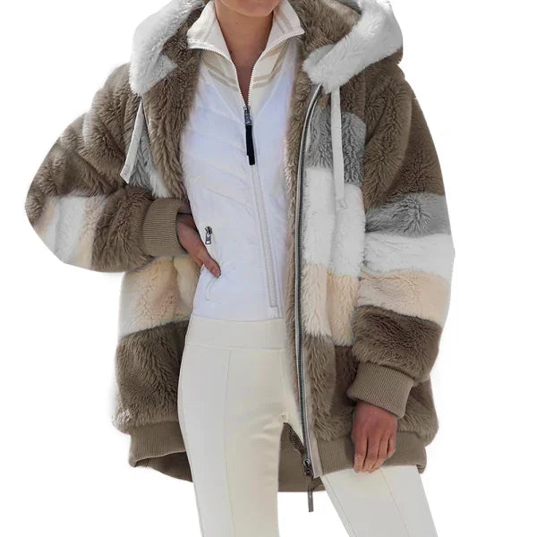 Warm Plush Streetwear Oversized Hooded Jacket for Women - Himpall