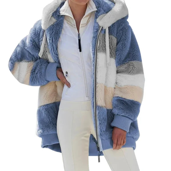 Warm Plush Streetwear Oversized Hooded Jacket for Women - Himpall