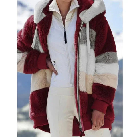 Warm Plush Streetwear Oversized Hooded Jacket for Women - Himpall