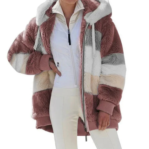Warm Plush Streetwear Oversized Hooded Jacket for Women - Himpall