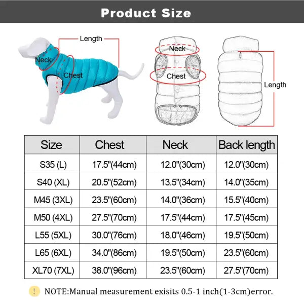 Reversible Winter Dog Jacket – Thick 3-Layer Waterproof Vest for Small & Large Dogs