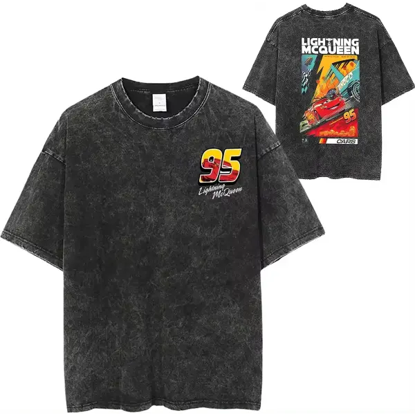 Vintage Lightning McQueen Cars Hand Wash Cotton Broadcloth Tee - 1 / L