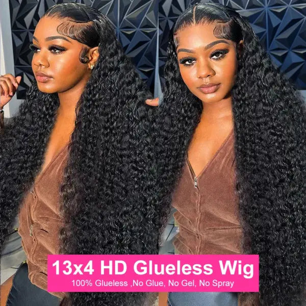Water Wave Glueless Wig Human Hair Curly 13x6 13x4 HD Frontal Wig 250% Deep Wave Wigs Wear Go 7x5 HD Lace Closure Wig