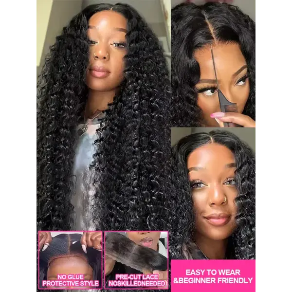 Water Wave Glueless Wig Human Hair Curly 13x6 13x4 HD Frontal Wig 250% Deep Wave Wigs Wear Go 7x5 HD Lace Closure Wig