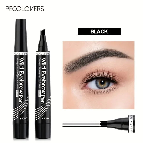 Waterproof 4-Tip Eyebrow Tattoo Pen – 6 Colors, Long-Lasting Liquid Eyebrow Makeup Pencil - Himpall