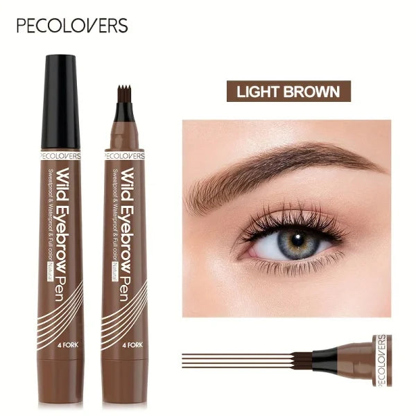 Waterproof 4-Tip Eyebrow Tattoo Pen – 6 Colors, Long-Lasting Liquid Eyebrow Makeup Pencil - Himpall