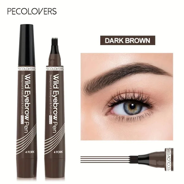 Waterproof 4-Tip Eyebrow Tattoo Pen – 6 Colors, Long-Lasting Liquid Eyebrow Makeup Pencil - Himpall