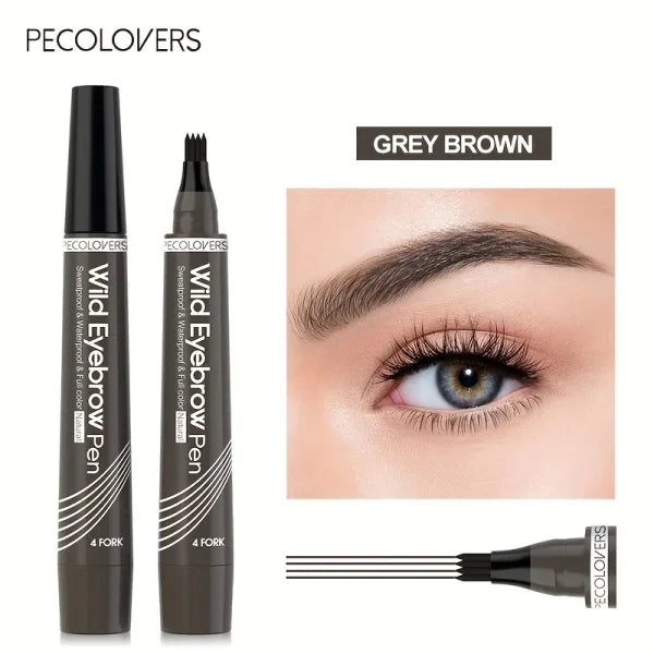 Waterproof 4-Tip Eyebrow Tattoo Pen – 6 Colors, Long-Lasting Liquid Eyebrow Makeup Pencil - Himpall