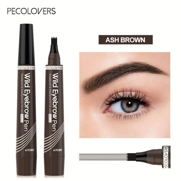 Waterproof 4-Tip Eyebrow Tattoo Pen – 6 Colors, Long-Lasting Liquid Eyebrow Makeup Pencil - Himpall