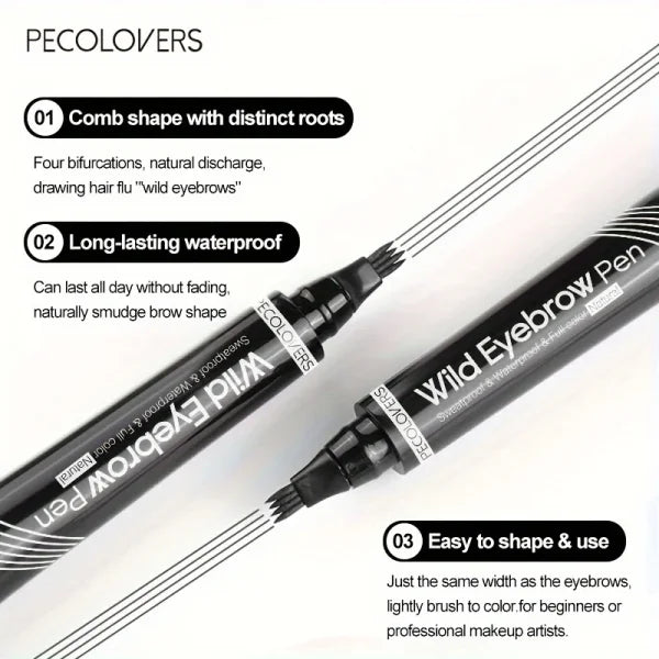 Waterproof 4-Tip Eyebrow Tattoo Pen – 6 Colors, Long-Lasting Liquid Eyebrow Makeup Pencil - Himpall