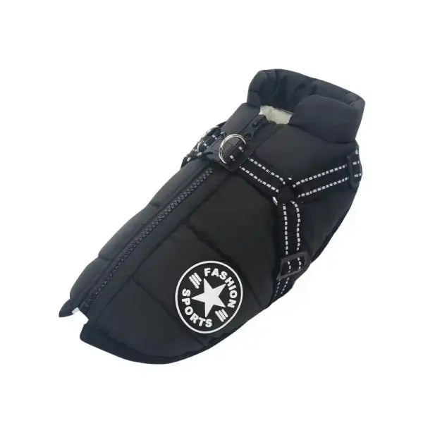 Waterproof Big Dog Jacket Warm Dog Clothes for French Bulldog Winter - L / black