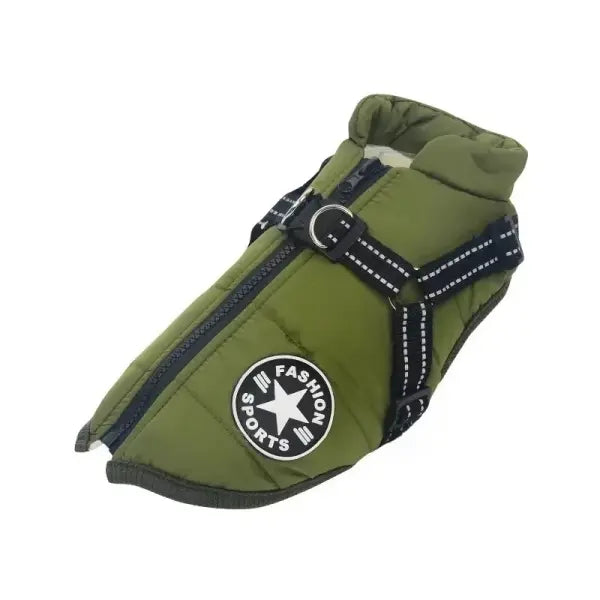Waterproof Big Dog Jacket Warm Dog Clothes for French Bulldog Winter - XL / green