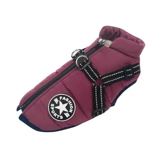 Waterproof Big Dog Jacket Warm Dog Clothes for French Bulldog Winter - XXL / purple