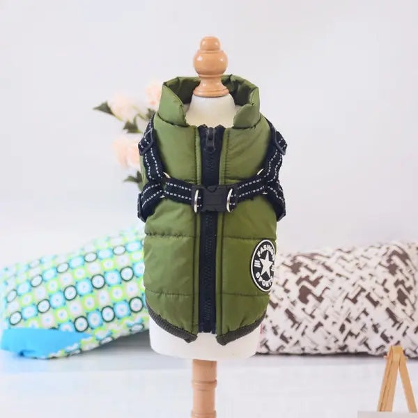 Waterproof Dog Clothes Winter Dog Coat With Harness Warm Pet Clothing Big Dog Jacket Chihuahua Labrador Coat Costume