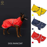 Waterproof Dog Raincoat with Reflective Strips and Adjustable Hood - Red Yellow Navy Blue