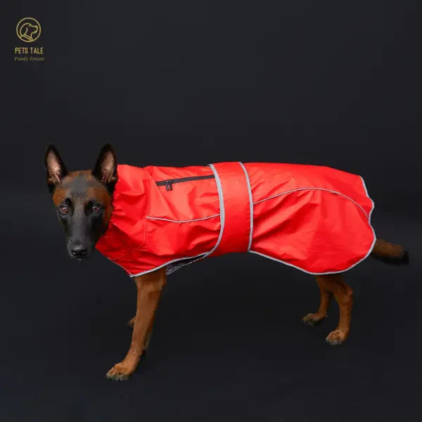 Waterproof Dog Raincoat with Reflective Strips and Adjustable Hood - Red Yellow Navy Blue - RED / L