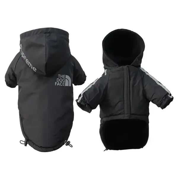 Reflective Waterproof Dog Jacket – Warm Fleece Winter Coat for Small & Medium Dogs Puppy Raincoat Outfit - black / M