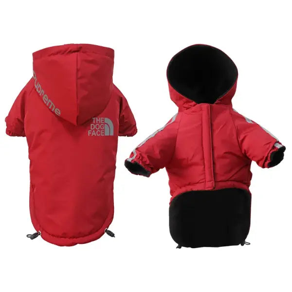 Reflective Waterproof Dog Jacket – Warm Fleece Winter Coat for Small & Medium Dogs Puppy Raincoat Outfit - red / S