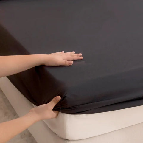 Waterproof Fitted Bed Sheet - 360° Elastic Band Mattress Protector Cover - Black / CHINA / Twin XL