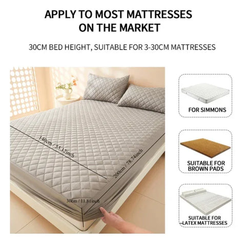 Waterproof Fitted Bed Sheet - Quilted Mattress Protector with 360° Elastic Band