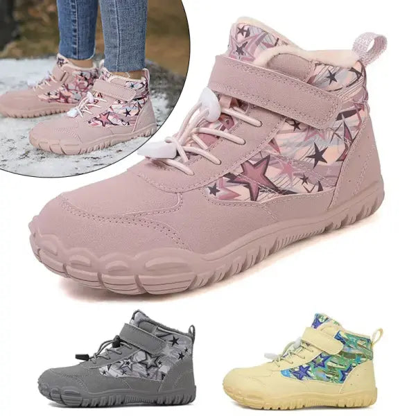 Kids Waterproof Snow Boots – Wide Toe Winter Shoes with Warm Fur Lining for Boys & Girls Outdoor Cold-Weather Footwear