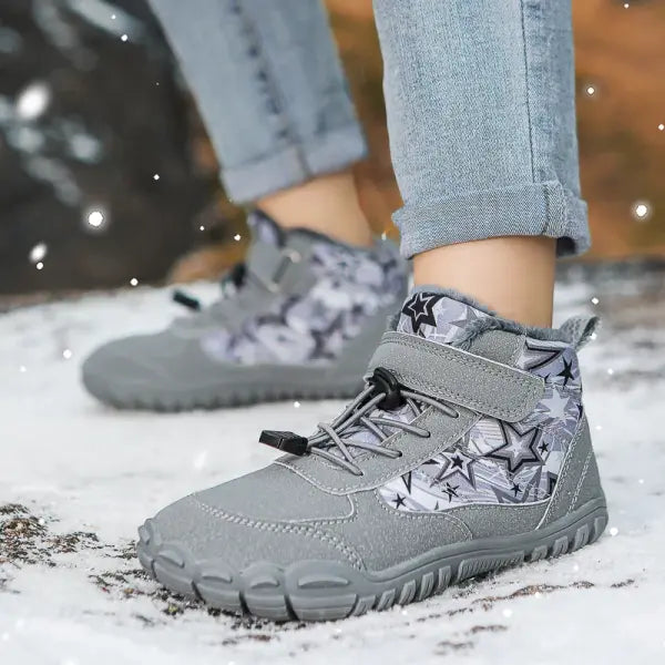 Kids Waterproof Snow Boots – Wide Toe Winter Shoes with Warm Fur Lining for Boys & Girls Outdoor Cold-Weather Footwear