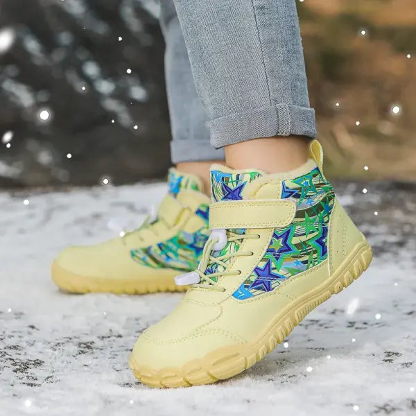 Kids Waterproof Snow Boots – Wide Toe Winter Shoes with Warm Fur Lining for Boys & Girls Outdoor Cold-Weather Footwear