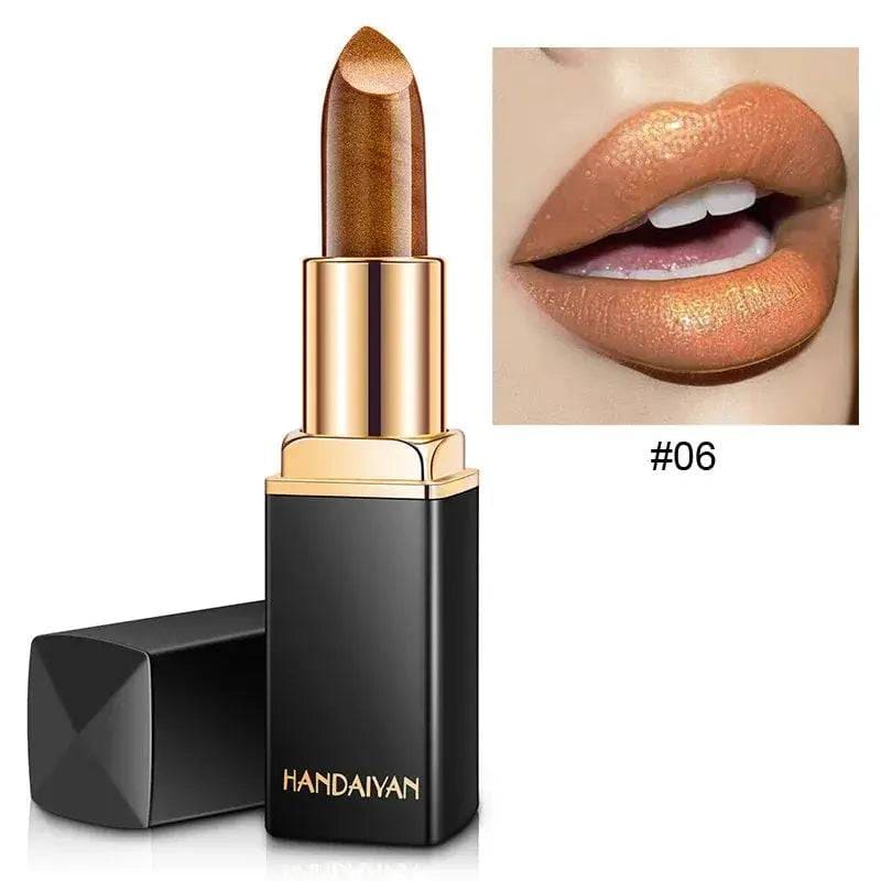 Waterproof Lipstick – Long-Lasting Nude Glitter Lipstick - 06