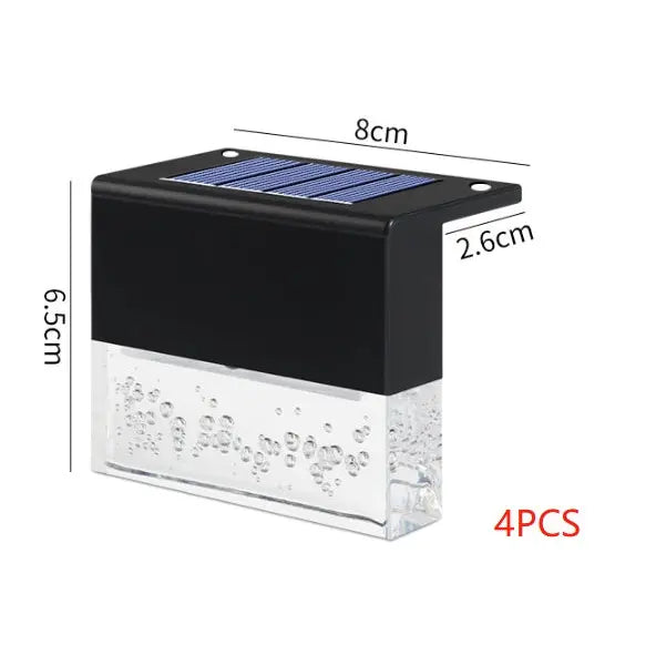 Waterproof New RGB LED Solar Light Step Fence Light - Black4PC