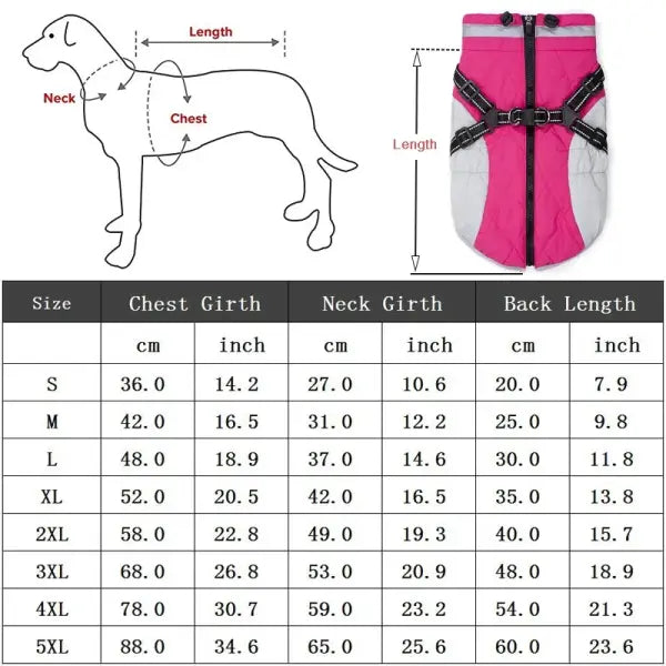 Waterproof Winter Dog Jacket with Harness – Warm Coat for Small & Large Dogs Chihuahua & French Bulldog Outfits