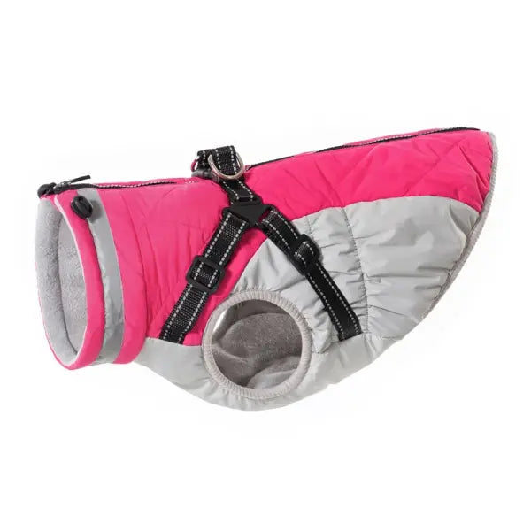 Waterproof Winter Dog Jacket with Harness – Warm Coat for Small & Large Dogs Chihuahua & French Bulldog Outfits - Pink