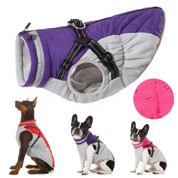 Waterproof Winter Dog Jacket with Harness – Warm Coat for Small & Large Dogs Chihuahua & French Bulldog Outfits