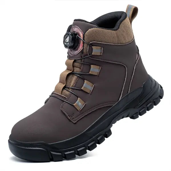 Indestructible steel toe work boots waterproof industrial safety footwear - Brown / 40