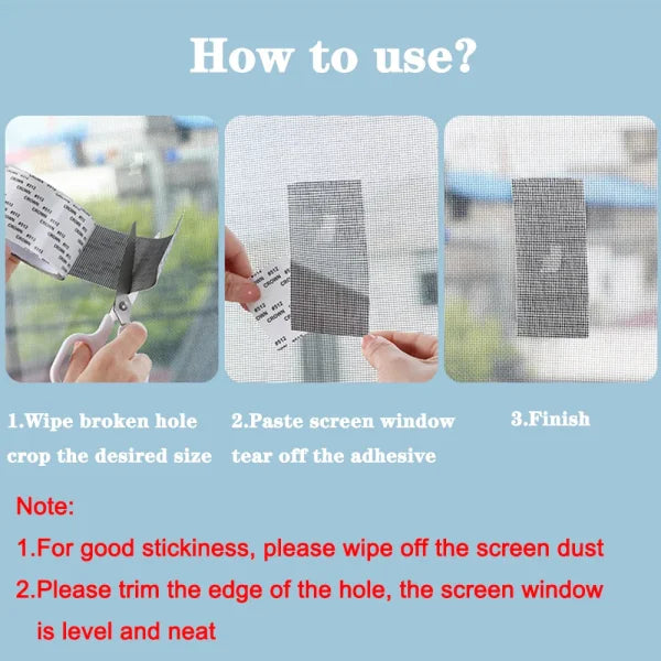 Waterproof Window Screen Repair Tape – Self-Adhesive Mesh Patch