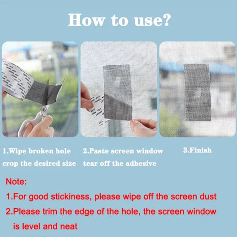 Waterproof Window Screen Repair Tape – Self-Adhesive Mesh Patch