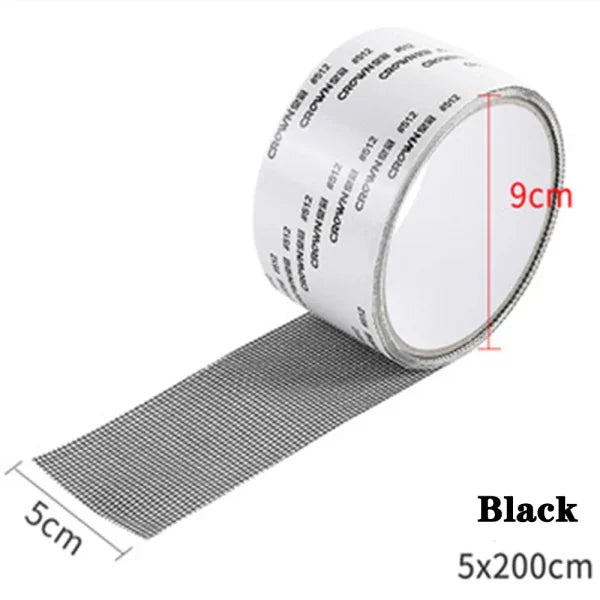 Waterproof Window Screen Repair Tape – Self-Adhesive Mesh Patch - black