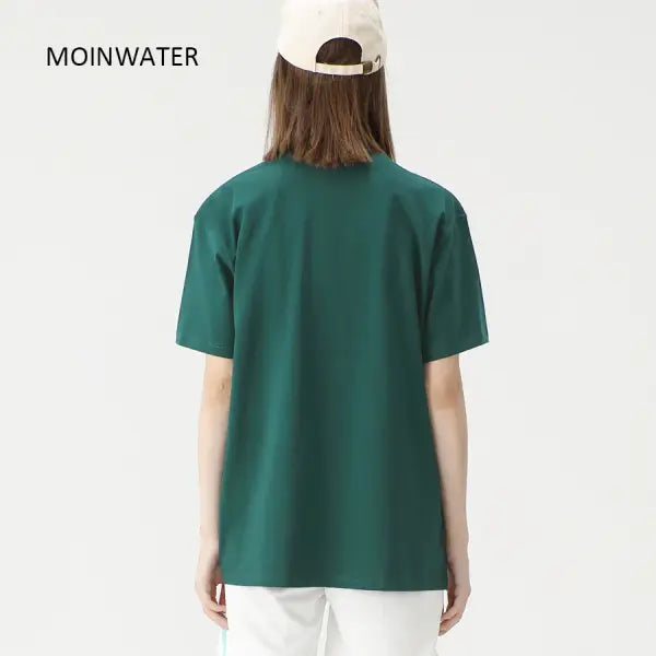New Women’s Oversized Solid Cotton T-Shirt - Soft Dark Green Unisex Summer Tee & Casual Top