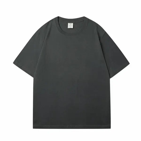 New Women’s Oversized Solid Cotton T-Shirt - Soft Dark Green Unisex Summer Tee & Casual Top - Dark Grey / S